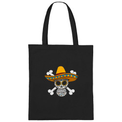 Sac shopping en toile noir One Piece Mexican Skull (Le Duc,Manga Kawaï japan,Films/Séries,Têtes de morts,Détournements)