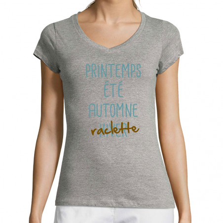 T-shirt femme col V "Raclette"