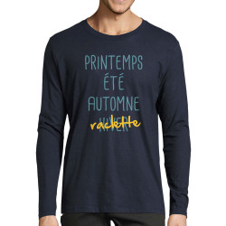 T-shirt homme manches longues bleu marine Raclette (Le Duc,Fruits & Légumes,Humour)