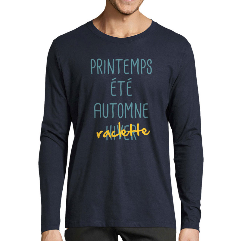 T-shirt homme manches longues bleu marine Raclette (Le Duc,Fruits & Légumes,Humour)
