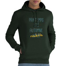Sweat homme à capuche coton bio vert foncé Raclette (Le Duc,Fruits & Légumes,Humour)
