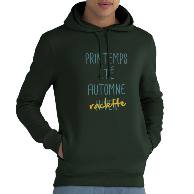 Sweat homme à capuche coton bio vert foncé Raclette (Le Duc,Fruits & Légumes,Humour)