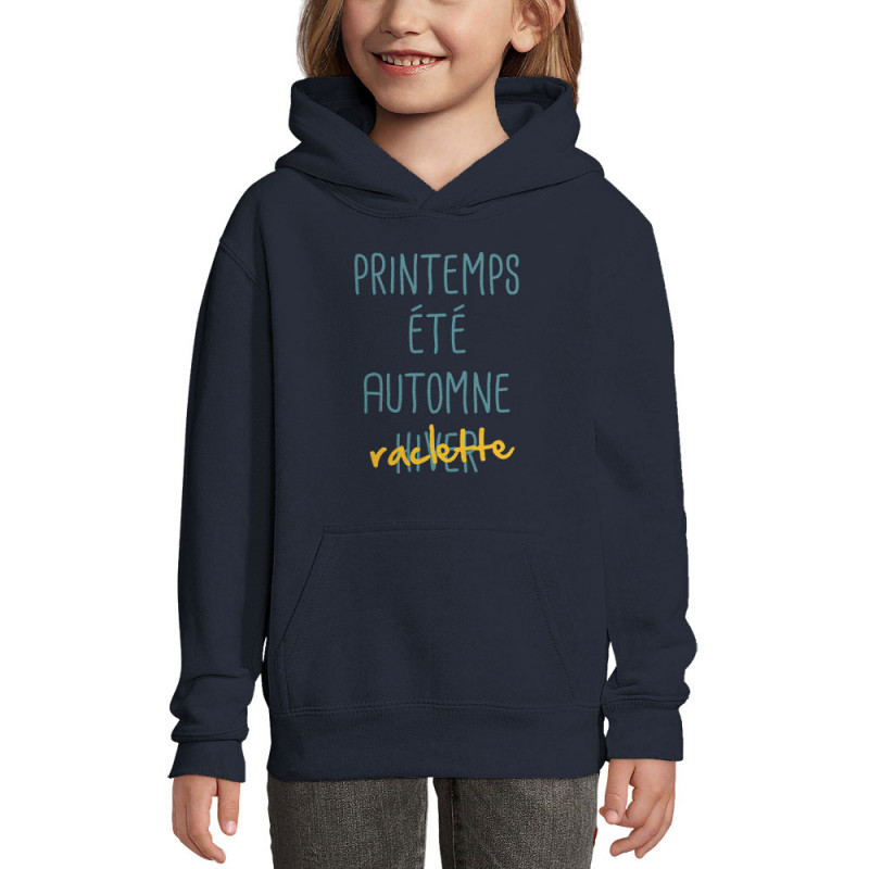 Sweat enfant à capuche bleu marine Raclette (Le Duc,Fruits & Légumes,Humour)