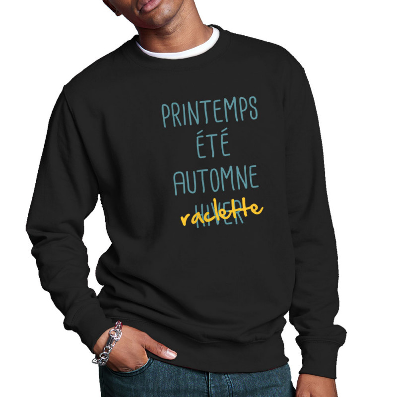 Sweat homme col rond noir Raclette (Le Duc,Fruits & Légumes,Humour)
