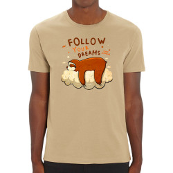 T-shirt homme coton bio naturel Follow your dreams paresseux (Le Duc,Animaux,Paresse)
