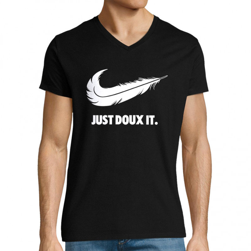 T-shirt homme col V noir Just Doux It (Le Duc,Humour)