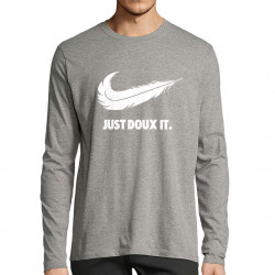 T-shirt homme manches longues gris chiné Just Doux It (Le Duc,Humour)