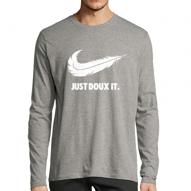 T-shirt homme manches longues gris chiné Just Doux It (Le Duc,Humour)