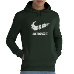 Sweat homme à capuche coton bio vert foncé Just Doux It (Le Duc,Humour)