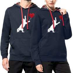 Sweat capuche à motifs unisexe bleu marine et rouge tartan Banksy Cat (Le Duc,Animaux,Musée,Chats)