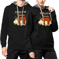 Sweat capuche à motifs unisexe noir et têtes de mort mexicaines Follow your dreams paresseux (Le Duc,Animaux,Paresse)