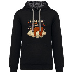 Sweat capuche à motifs unisexe noir et têtes de mort mexicaines Follow your dreams paresseux (Le Duc,Animaux,Paresse)