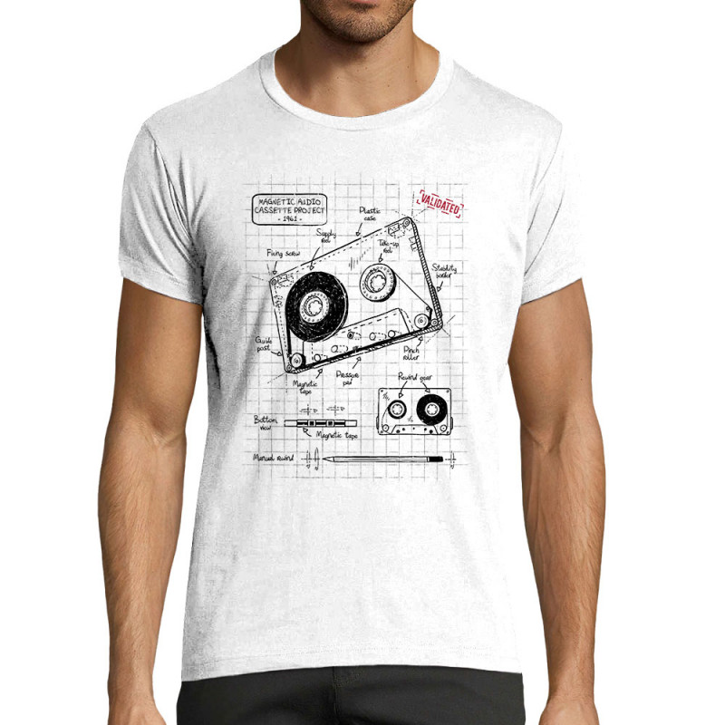 T-shirt homme fit blanc Cassette audio plan (Le Duc,Divers)