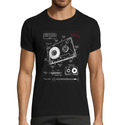 T-shirt homme fit noir Cassette audio plan (Le Duc,Divers)
