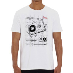 T-shirt homme coton bio blanc Cassette audio plan (Le Duc,Divers)