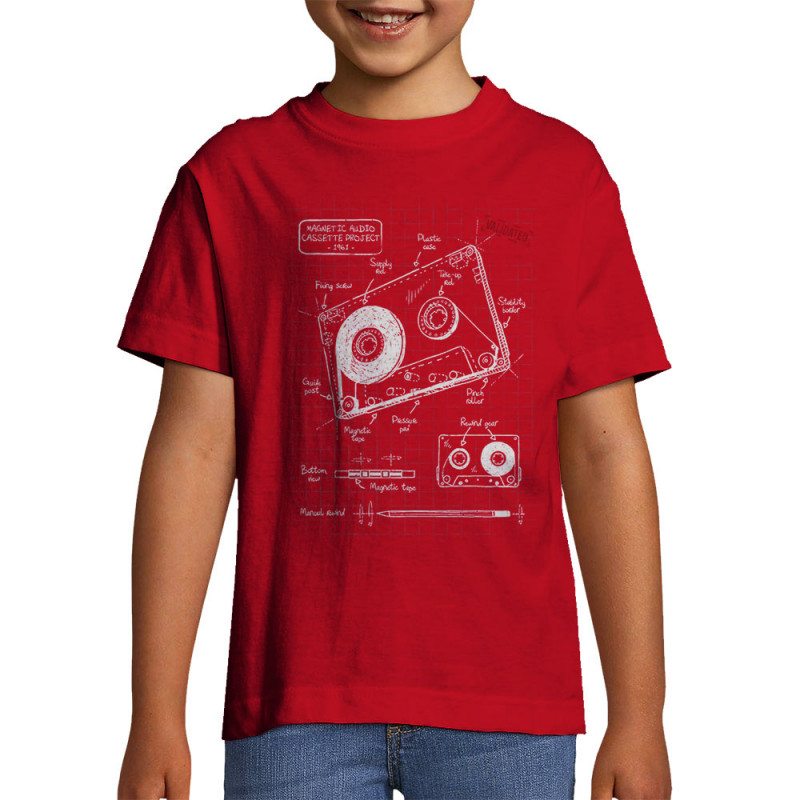 T-shirt enfant rouge Cassette audio plan (Le Duc,Divers)