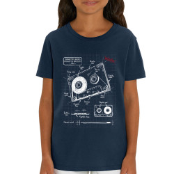 T-shirt enfant coton bio bleu marine Cassette audio plan (Le Duc,Divers)