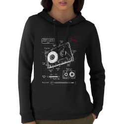 Sweat femme à capuche coton bio noir Cassette audio plan (Le Duc,Divers)