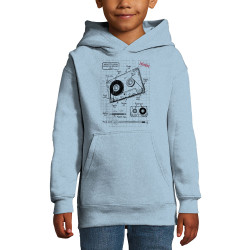 Sweat enfant à capuche bleu ciel Cassette audio plan (Le Duc,Divers)