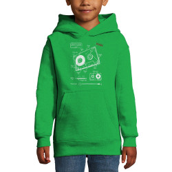 Sweat enfant à capuche vert prairie Cassette audio plan (Le Duc,Divers)