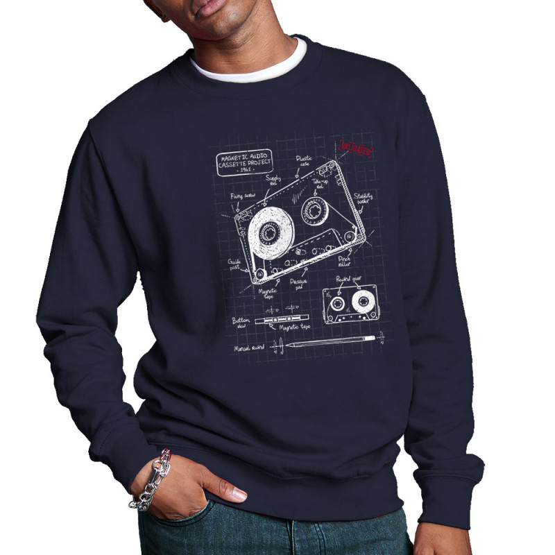 Sweat homme col rond bleu marine Cassette audio plan (Le Duc,Divers)