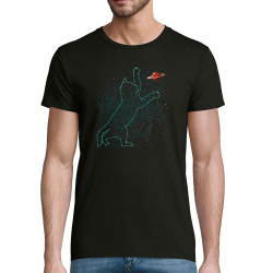 T-shirt homme coton bio noir Space Cat (Le Duc,Animaux,Chats)