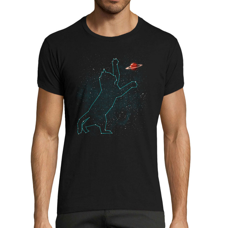 T-shirt homme fit noir Space Cat (Le Duc,Animaux,Chats)