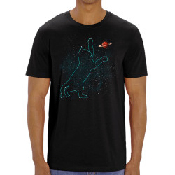 T-shirt homme coton bio noir Space Cat (Le Duc,Animaux,Chats)