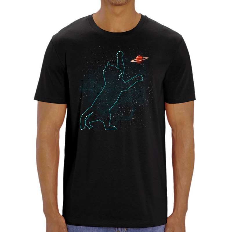 T-shirt homme coton bio noir Space Cat (Le Duc,Animaux,Chats)