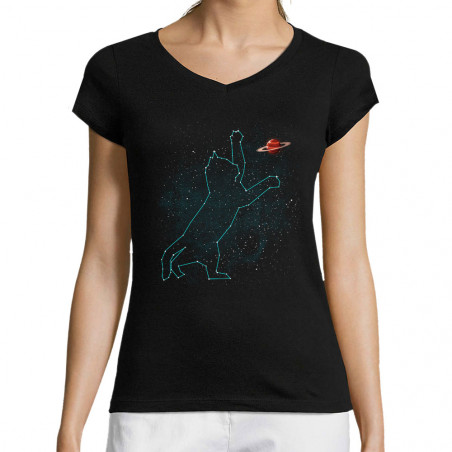 T-shirt femme col V "Space...