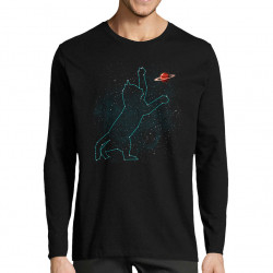 T-shirt homme manches longues noir Space Cat (Le Duc,Animaux,Chats)