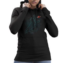 Sweat femme à capuche noir Space Cat (Le Duc,Animaux,Chats)