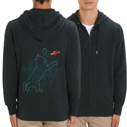 Sweat homme zippé à capuche coton bio noir Space Cat (Le Duc,Animaux,Chats)