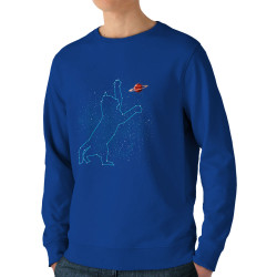 Sweat homme bio col rond bleu royal Space Cat (Le Duc,Animaux,Chats)