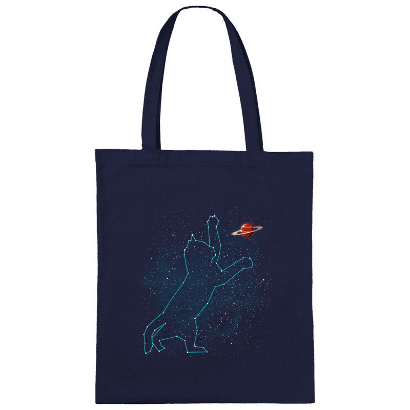 Sac shopping en toile bleu marine Space Cat (Le Duc,Animaux,Chats)