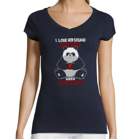 T-shirt femme col V "Panda...
