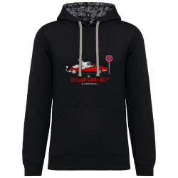 Sweat capuche à motifs unisexe noir et têtes de mort mexicaines Le Loup se gare où (Pandaluna,Animaux,Humour)