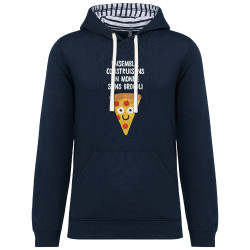 Sweat capuche à motifs unisexe bleu marine et marinière Construisons un monde sans brocoli (Alex Kidd,Fruits & Légumes,Humour)