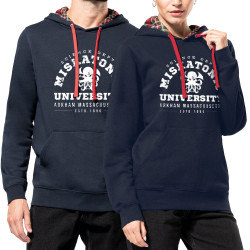 Sweat capuche à motifs unisexe bleu marine et rouge tartan Miskatonic University (Alex Kidd,Films/Séries)