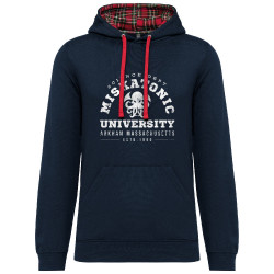 Sweat capuche à motifs unisexe bleu marine et rouge tartan Miskatonic University (Alex Kidd,Films/Séries)