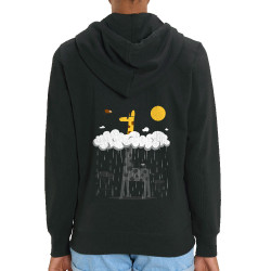 Sweat femme zippé à capuche coton bio noir Girafe et pluie (Le Duc,Animaux)
