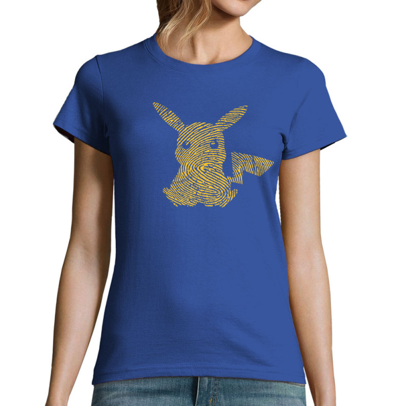 T-shirt femme bleu royal Digital Pikachu (Le Duc,Jeux Vidéo / Geek,Manga Kawaï japan)