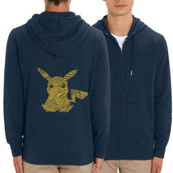 Sweat homme zippé à capuche coton bio bleu marine Digital Pikachu (Le Duc,Jeux Vidéo / Geek,Manga Kawaï japan)