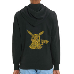 Sweat femme zippé à capuche coton bio noir Digital Pikachu (Le Duc,Jeux Vidéo / Geek,Manga Kawaï japan)