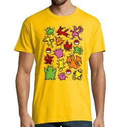 Tee-shirt homme jaune Haring Pokemon (Le Duc,Jeux Vidéo / Geek,Manga Kawaï japan)