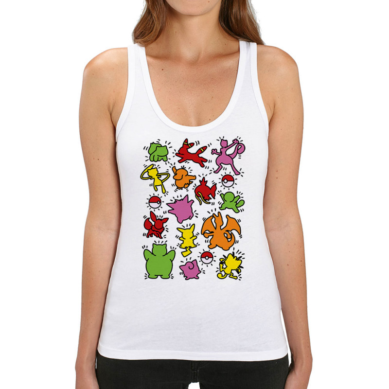 Débardeur femme coton bio blanc Haring Pokemon (Le Duc,Jeux Vidéo / Geek,Manga Kawaï japan)