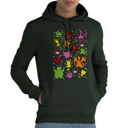 Sweat homme à capuche coton bio vert foncé Haring Pokemon (Le Duc,Jeux Vidéo / Geek,Manga Kawaï japan)