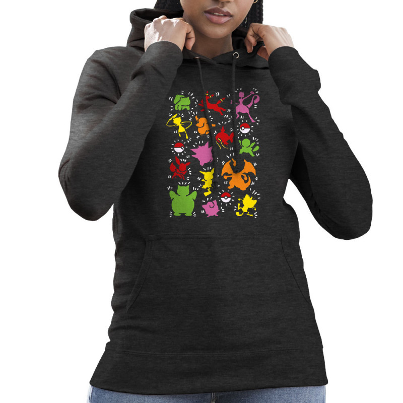 Sweat femme à capuche gris anthracite Haring Pokemon (Le Duc,Jeux Vidéo / Geek,Manga Kawaï japan)