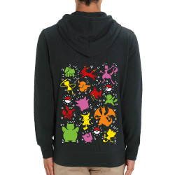 Sweat homme zippé à capuche coton bio noir Haring Pokemon (Le Duc,Jeux Vidéo / Geek,Manga Kawaï japan)