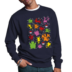 Sweat homme col rond bleu marine Haring Pokemon (Le Duc,Jeux Vidéo / Geek,Manga Kawaï japan)